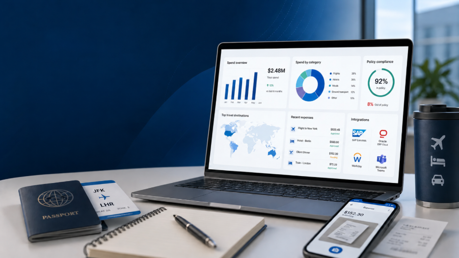 Overview of best travel and expense management software options displayed on a dashboard screen
